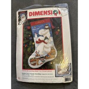 Dimensions 2000 Makin' New Friends Christmas Needlepoint Stocking Kit New USA